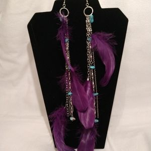 Purple Feather Earrings